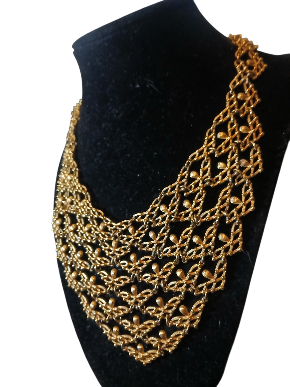 Monet Signed Vintage Bib Style Statement Necklace - Picture 11 of 12